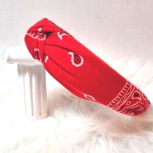 RED HANKERCHIEF PATTERN CLOTH HEADBAND Paisley western | New